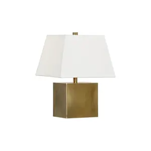 Modern Cube Design Brass Finish Table Lamp