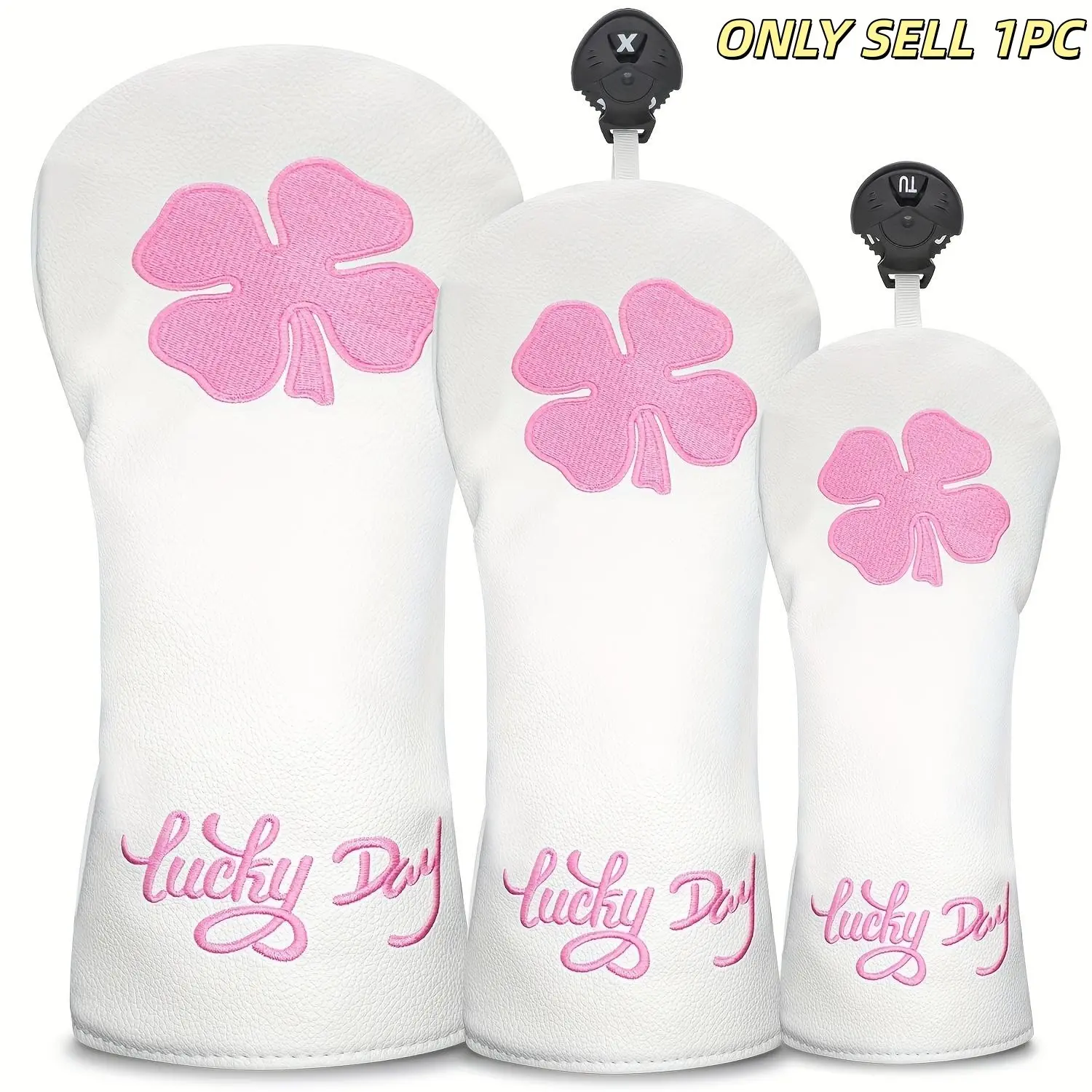 Clover Pattern Golf Head Cover, Durable Protective Case for Golf Clubs 1-Wood, 3-Wood, 5-Wood, Ut Wood, Stylish Design, Golf Accessories, Golf Equipment, Golf Gear, Golf Supply