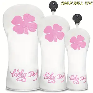 Clover Pattern Golf Head Cover, Durable Protective Case for Golf Clubs 1-Wood, 3-Wood, 5-Wood, Ut Wood, Stylish Design, Golf Accessories