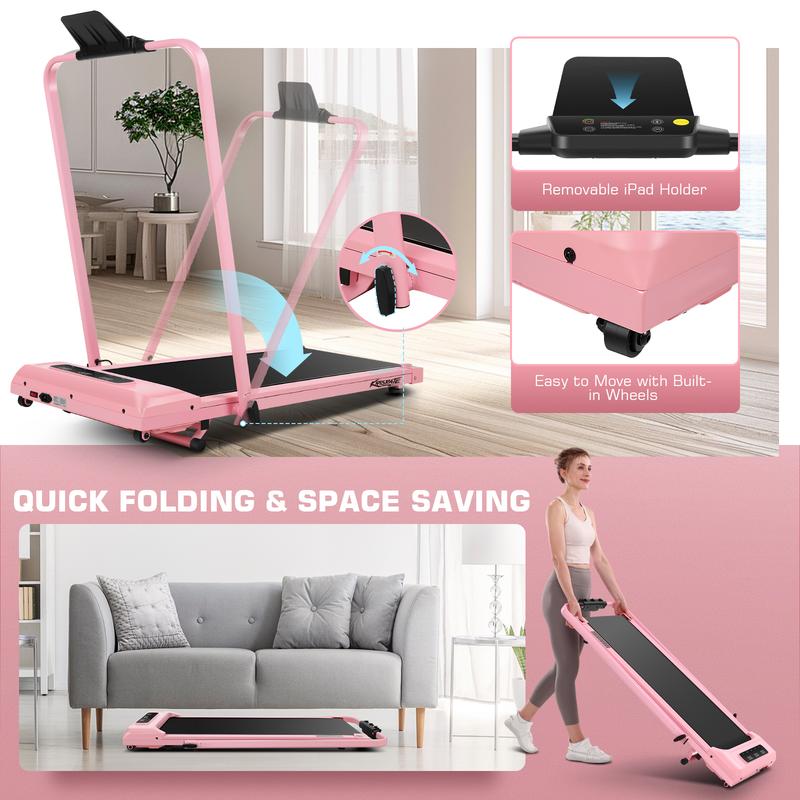 【New Year 】5-in-1 treadmill with Incline for Home/Office, 2S Folding under desk walking pad with LED display 300LBS ,Multifunctional Workout Station