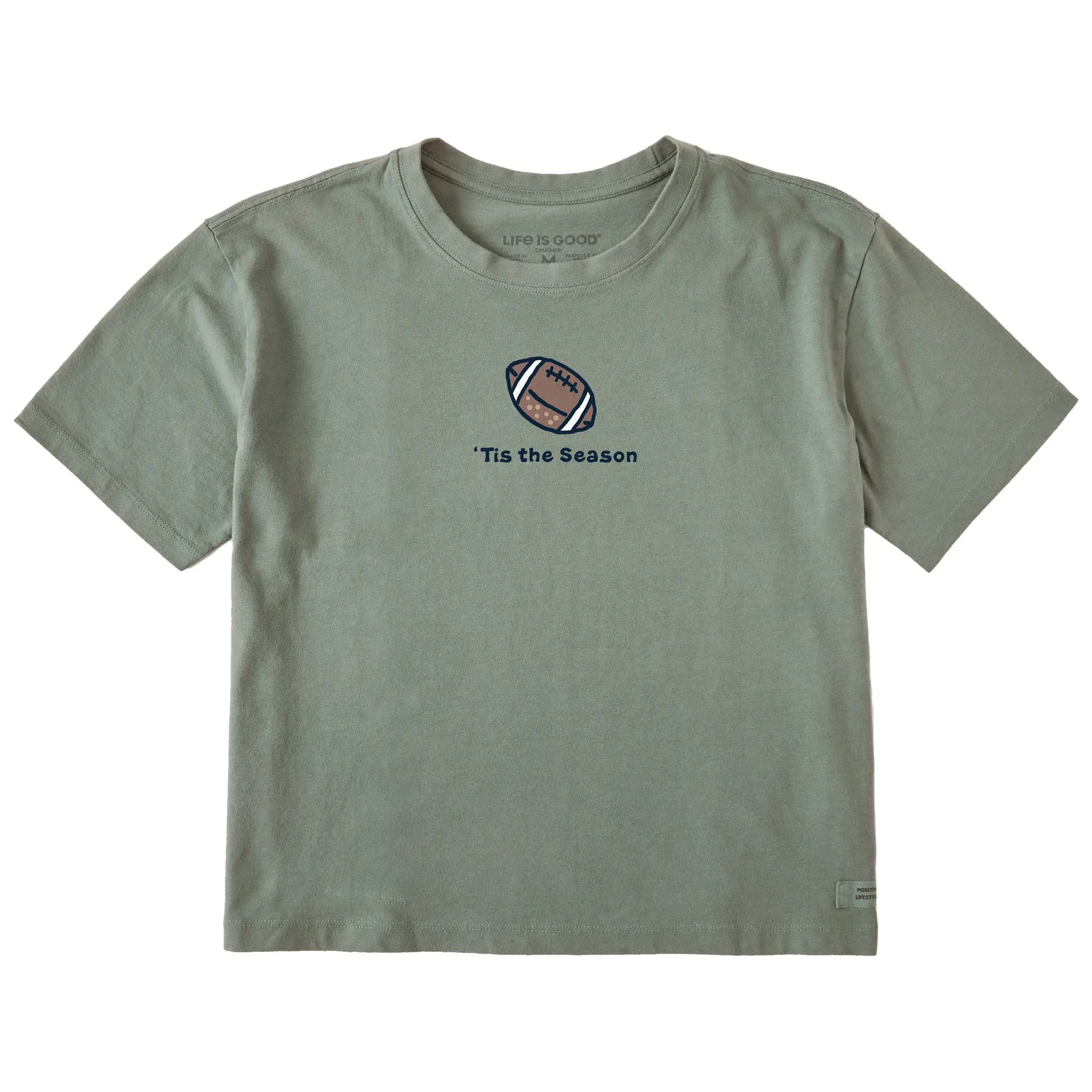 Women's Tis the Season Football Short Sleeve Crusher Boxy Tee
