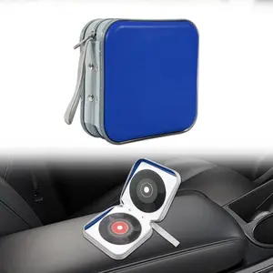 Hard Plastic CD Case 48 Capacity, Portable Zipper DVD Storage Wallet, Large Capacity Disc Holder Organizer for Car Home Travel (Blue)
