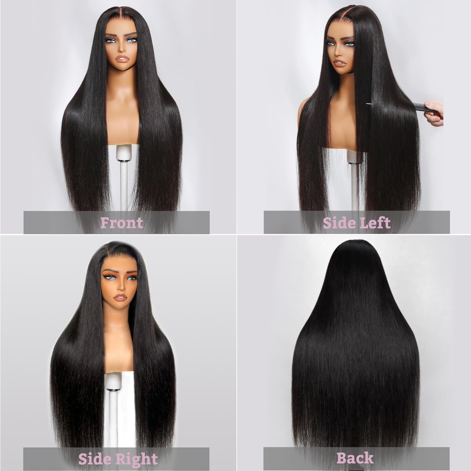 GK 13x6 Straight Lace Front Wigs Human Hair 200 Density HD Transparent Lace Frontal Human Hair Wigs for Women Wigs Human Hair Pre Plucked 28 Inch