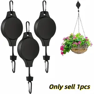 Adjustable Height Plant Hook, Indoor Outdoor Garden Hook, Wheel Pulley Clothes Rack, Suitable for Baskets, Pots, Bird Feeders