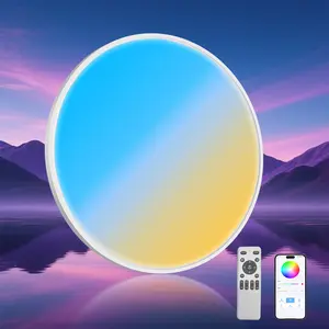 IPACKORIN Mirror Ceiling Light, RGB LED Light with 48W/60W/80W/110W Options, 2880LM/4800LM Brightness, Full Spectrum 1800K–12000K, DIY Colors, CRI>95, Smart Lighting for Living Rooms, Dining Rooms, Bedrooms, Playrooms,  SpringGlowUp