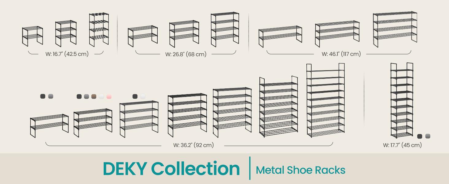 SONGMICS 3-Tier Stackable Vertical Metal Shoe Rack - Single Unit Storage Organizer, Upright/Inverted Entryway Furniture for 16-20 Pairs, Small Room Organizer, 11.8x36.2x21.7 in, Stackable Tiers