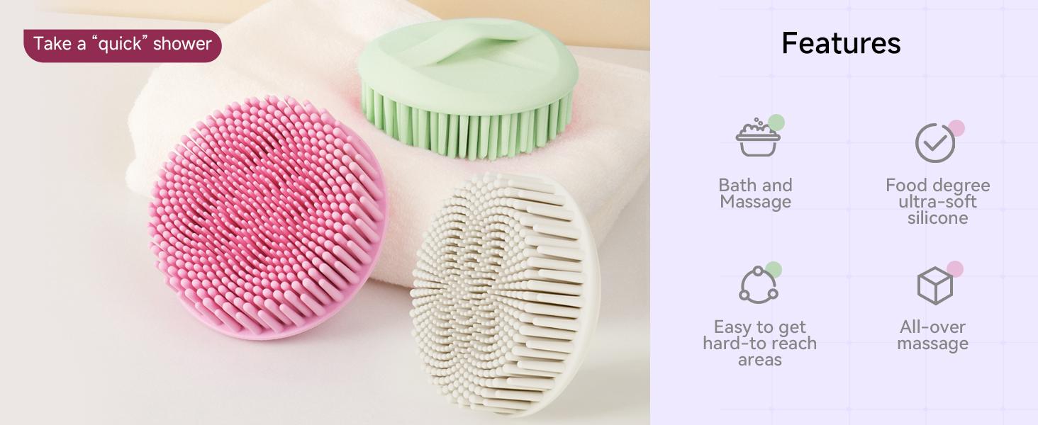 Silicone Body Scrubber for Shower, Food-Grade Ultra-Soft Silicone Exfoliator for Women Bath & Massage, Easy-to-Grip Deep Clean Body Brush, Gentle Exfoliating Scrubber for Sensitive Skin, Reusable & Hygienic Shower Brush for Smooth Glowing Skin