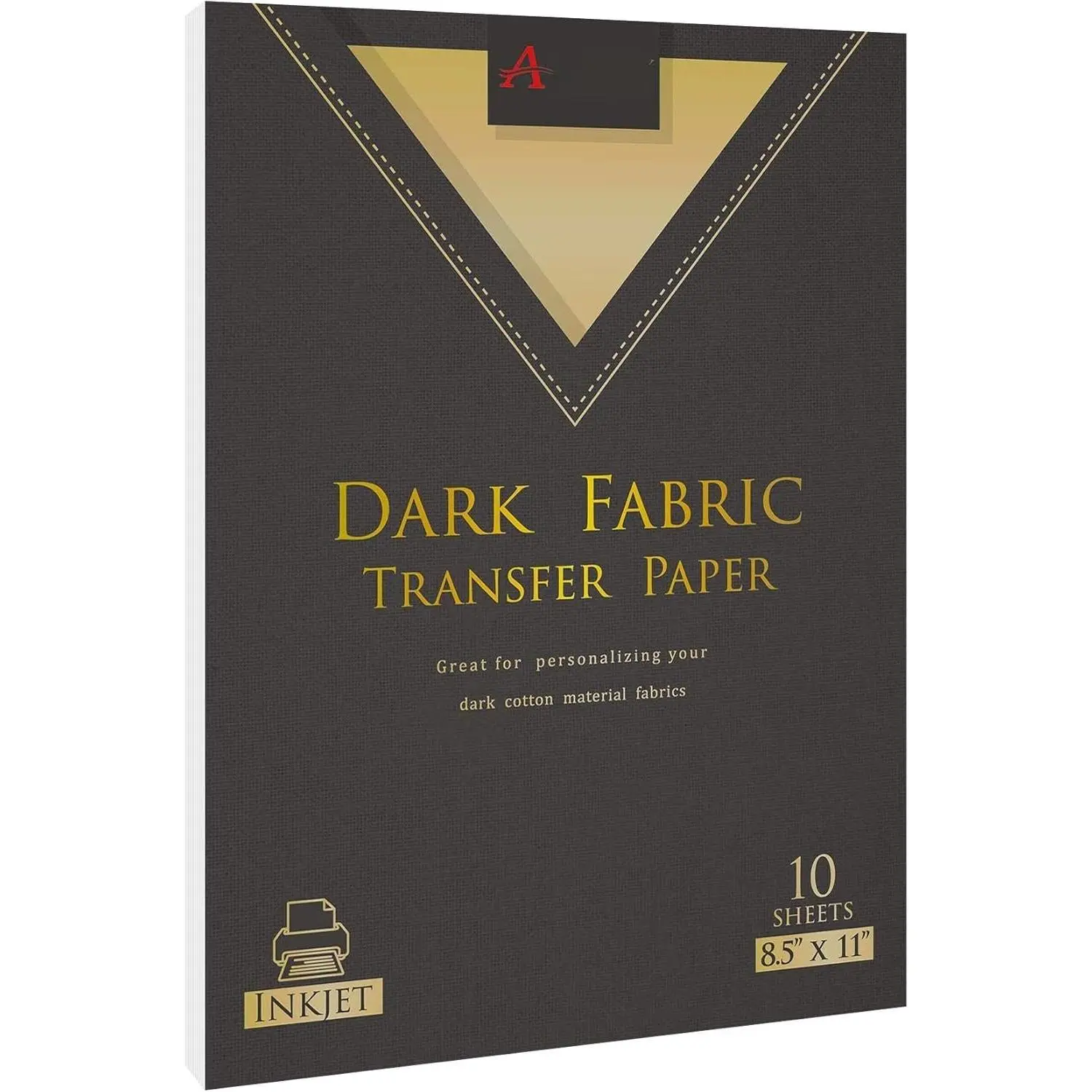 Inkjet Printable Iron On Heat Transfer Paper for Dark Fabrics,10 Sheets 8.5x11 Inch, Make Custom T Shirts,Totes,Bags