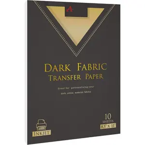 Inkjet Printable Iron On Heat Transfer Paper for Dark Fabrics,10 Sheets 8.5x11 Inch, Make Custom T Shirts,Totes,Bags