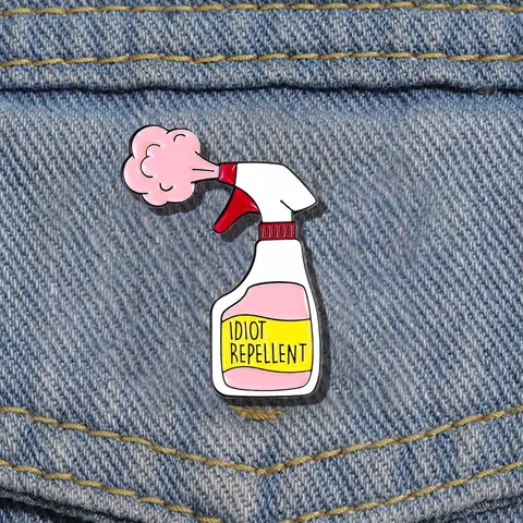 Cartoon Insecticide Spray Shaped Enamel Brooch, Lapel Pin, Fun Lightweight Casual Expression Accessory for Bags and Jackets, Personal Unique Gift for All Ages, Shaped Badges, Enamel Lapel Pins, Alloy Brooch Pin
