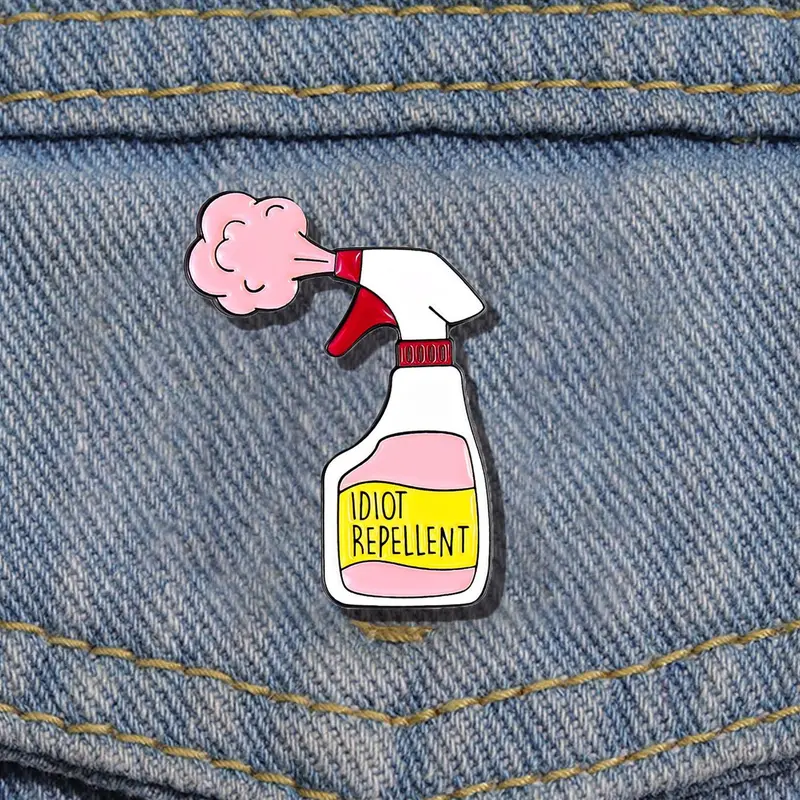 Cartoon Insecticide Spray Shaped Enamel Brooch, Lapel Pin, Fun Lightweight Casual Expression Accessory for Bags and Jackets, Personal Unique Gift for All Ages, Shaped Badges, Enamel Lapel Pins, Alloy Brooch Pin