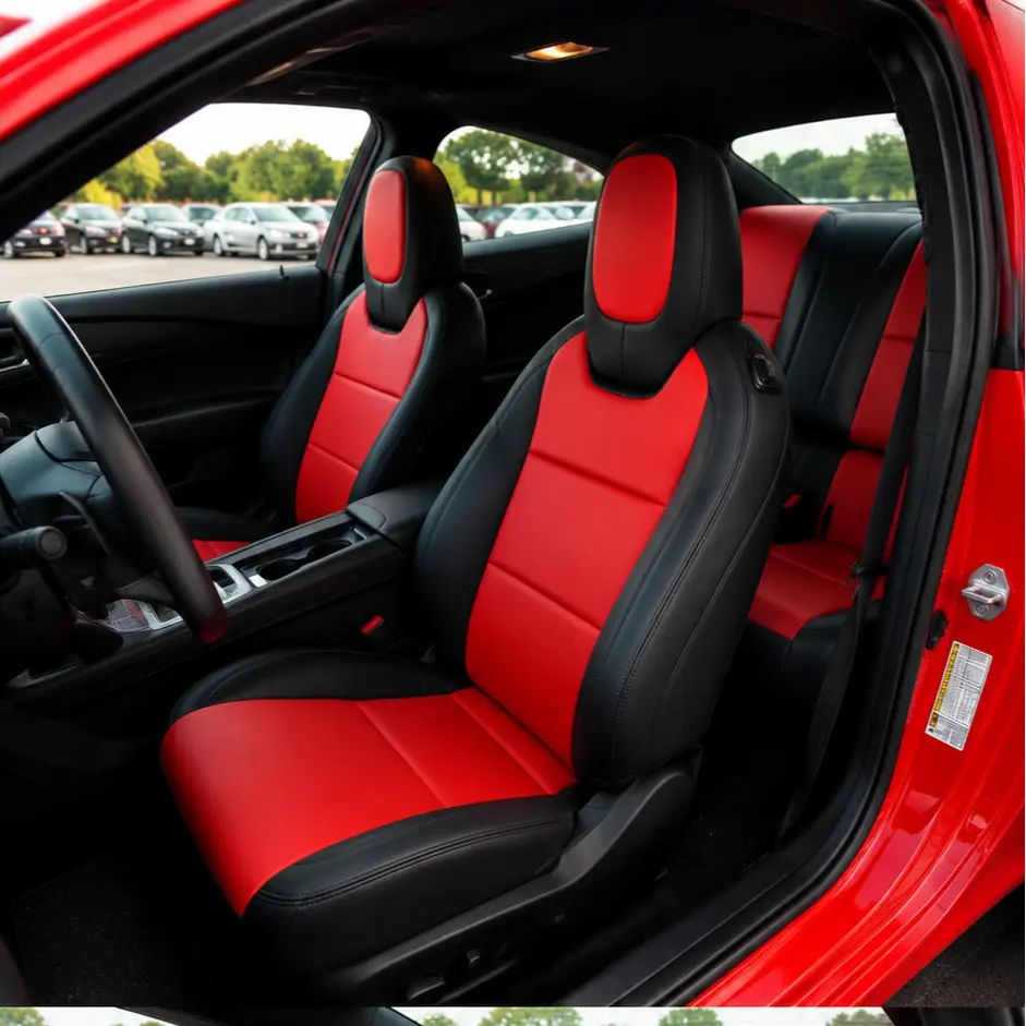 FOR 2010~2015 CHEVY CAMARO COUPE , IGGEE Premium Leatherette, 2 Front & Rear seats , Original fit