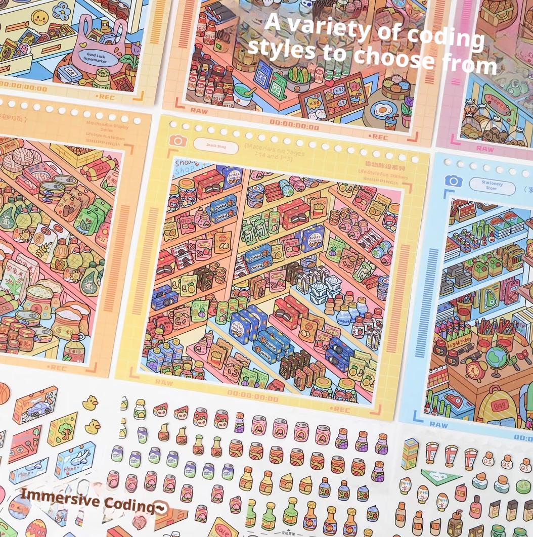 Yilan Start Stocking 3D Miniature Scene Sticker Book Immersive DIY Stress Relief