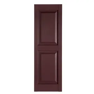 Perfect Shutters  Premier Raised Panel Exterior Decorative Shutters, Burgundy - 15 x 35 in.