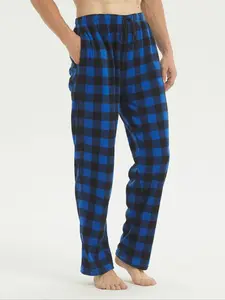 Men's Christmas Theme Regular Fit Plaid Print Drawstring Waist Sleep Pants, Casual Comfy Elastic Waist Straight Leg Sleep Bottoms for Fall & Winter, Men's Sleepwear for Indoor Wear