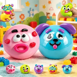 Soft Moldable Slow Rising Stress Relief Balls - Squishy Face Squeeze Toys, Calming Sensory Fidget Toys for Anxiety Relief & Kids/Adults
