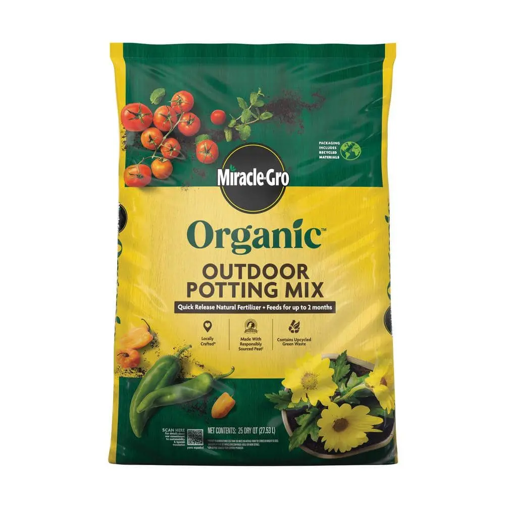 Organic Outdoor Potting Mix 25 qt. Soil for Container Plants, Contains Quick-Release Natural Fertilizer