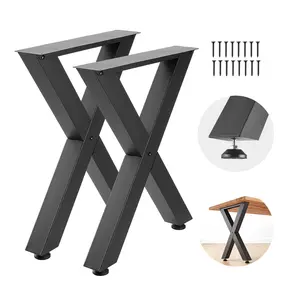VEVOR Table Legs, 29.5" H x 23.6" W Steel Furniture Legs, Modular Design, Easy Assembly, 2204 lbs Max Load Heavy Duty, for Home Office Desk, Coffee Dinner Bar Tables, Workbench,2 PCS, X Frame, Black