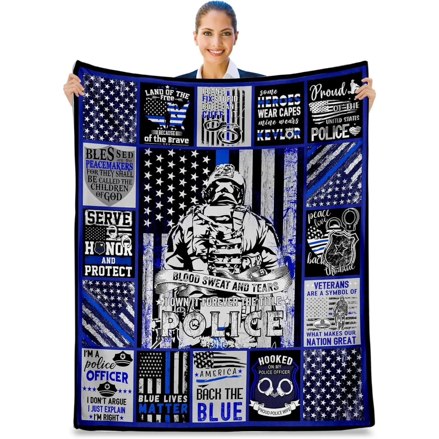 Police Academy Graduation Gifts, Best Police Officer Birthday Gift Idea for Him, Blanket for Cops Law Police Academy Graduation, Police Officer Retirement Gifts Throw Blanket 50"X60"