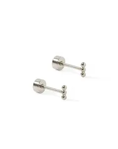 Screwback Stud Earrings - Micro Tally Silver