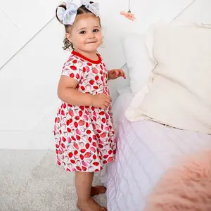 Bestaroo Strawberry Fields Dress – Soft Bamboo Toddler Dress, Short Sleeve, Twirl Ready, Comfy & Stylish, Playtime Friendly, Sizes 2-6 Years