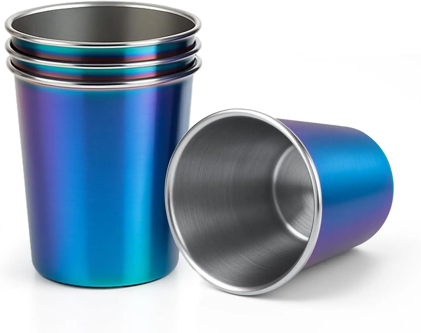 8 oz Stainless Steel Cups 4 Pack, Stackable Metal Drinking Glasses, Unbreakable & Shatterproof Mini Tumblers,  for Home, Bar, Restaurant, Party, Travel, Camping, Outdoors