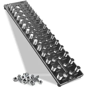 Thread Checker, 32 Nut and Bolt Thread Checker, Bolt Size and Thread Gauge 16Standard & 16 Metric, Bolt Size Finder, Wall-Mountable Bolt Thread Identifier Gauge with Inch & CM Ruler