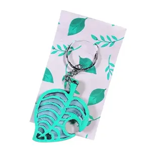 Animal Crossing Leaf Themed Keychain - Green Leaf Design Keychain for Fans
