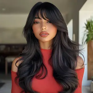 22 inch | Dark Brown | Curly Hair with hair bangs| SM7245 22 inch | Dark Brown | Curly Hair with hair bangs| SM7245