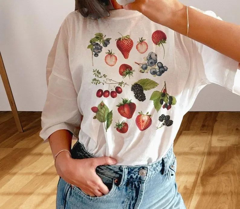 Berry Fruit T-Shirt, Berries top, Raspberry, Cranberry, berry species, Aesthetic Fruit tee, Strawberry tshirt, Blueberry Shirt, Fruit Lover