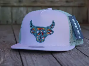 Olmeca Flat white and light blue aztec design Lost Calf Cap