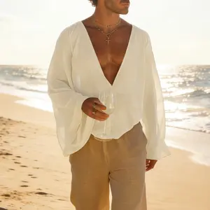 INCERUN Men's Pirate Core Bell Sleeve Shirt Beach Wedding Boho Poet Blouse