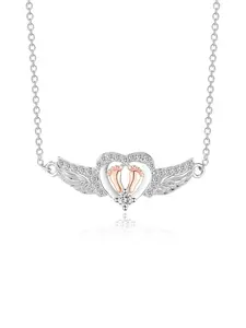 Angel Wings Heart Footprint Necklace for Women Chain Necklace, Perfect Gift for Mother Daughter, Heart Pendant Necklace, Jewelry Necklace, Love Heart Necklace, Heart Design Necklace