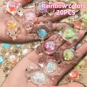 20pcs Glowing Mini Turtle Ornaments, Colorful Sequins, Bead Sequin, Glow in Dark, DIY Jewelry, Necklace, Earrings, Keychain, Party Decor, Home Decoration, Glow in the Dark Beads