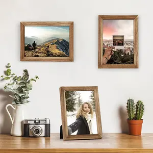 5x7 Picture Frame, Pack of 2 Rustic Picture Frames 5x7 with Real Glass, Solid Wood 5x7 Photo Frame for Table Top Display or Wall Mounted Decor Wooden