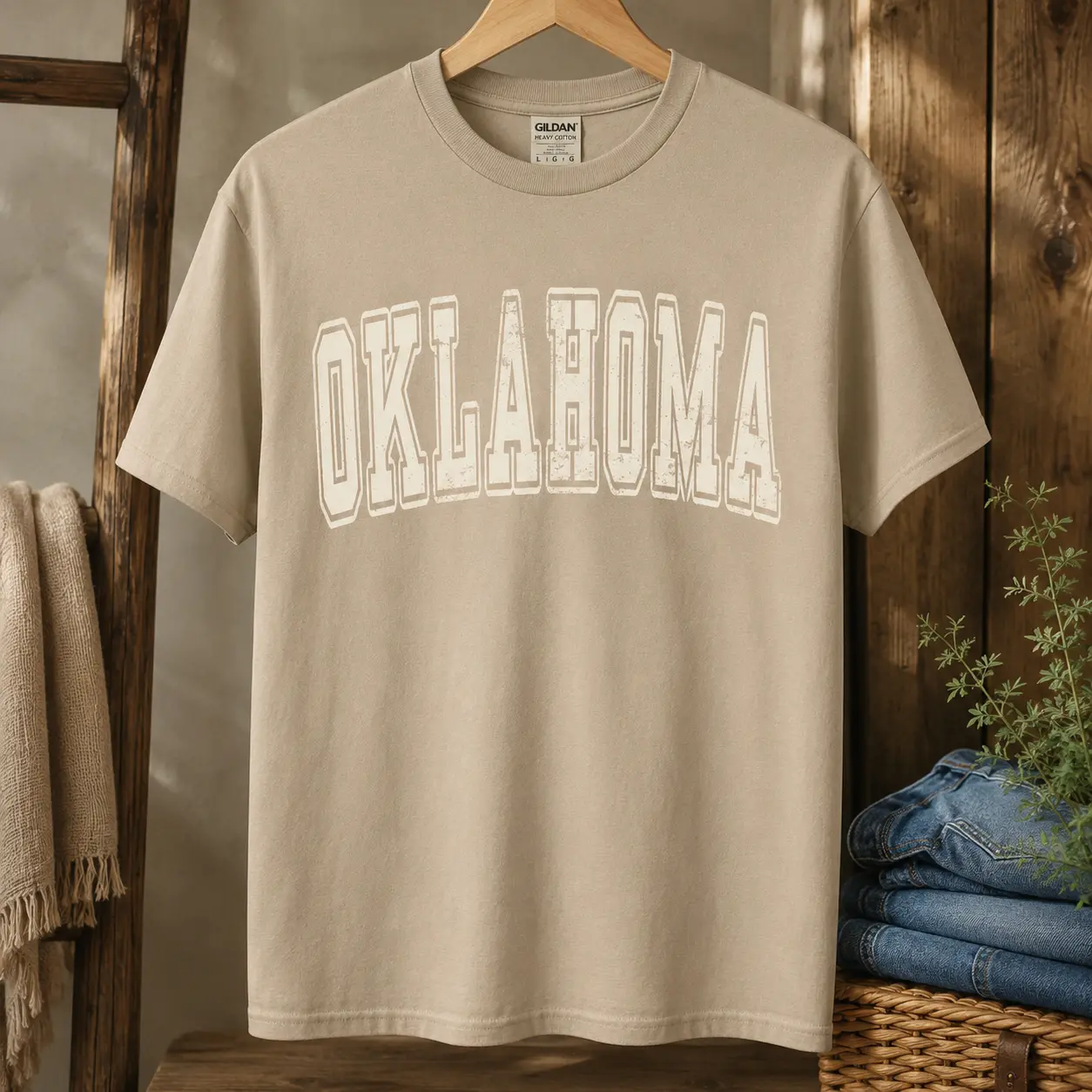 Oklahoma Vintage Graphic T-Shirt, Distressed State Name Tee, Unisex Casual Cotton Shirt, Retro Letter Print