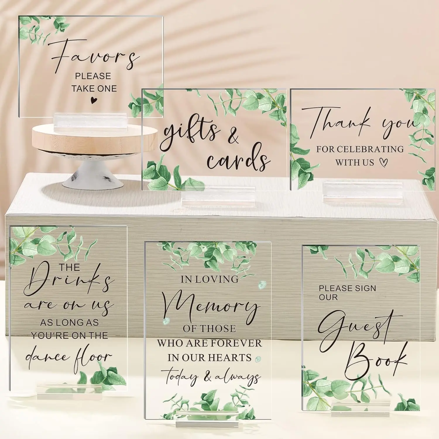 6 count  Wedding Reception Signs Clear Table Decoration Signs with Holder Rustic Wedding Signs for Wedding Ceremony Reception (Elegant Style)