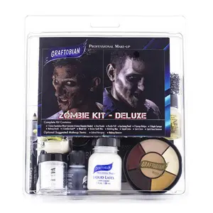 Graftobian Deluxe Zombie Makeup Kit with Professional Quality SFX Makeup and Tools - Special Effects Zombie Set