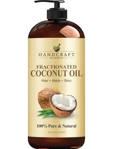 Handcraft Fractionated Coconut Oil - Pure & Natural Premium Grade Coconut Carrier Oil for Essential Oils, Massage Oil, Moisturizing Hair Oil & Body Oil and Hair Tonic - 16 fl. Oz