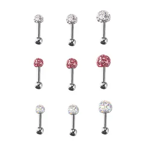 OIDEA Belly Button Rings 9 Pack Rhinestone Ball Navel Piercing Jewelry 316 Stainless Steel Hypoallergenic for Women