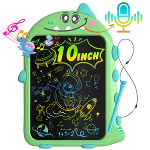 10inch LCD Writing Tablet for Kids，Record and Play Dinosaur Sounds ,Drawing,Rechargeable Doodle Board ,Dinosaur Shaped Toddler Learning Toys for 2 3 4 5 6 Boys and Girls