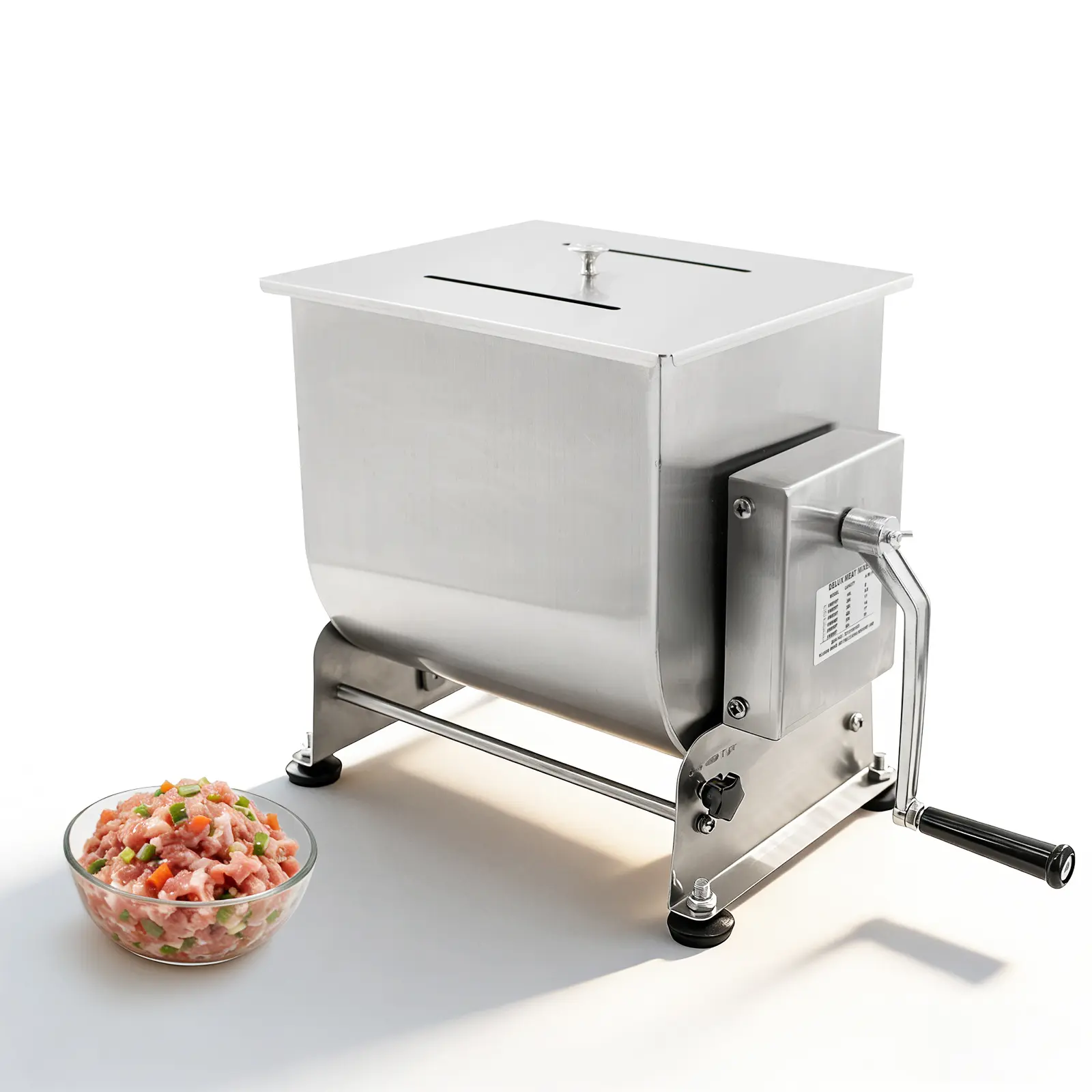 Hakka Manual Meat Stuffing Machine - 15L/30lb Tilting Stainless Steel Tank, Household Kitchen Food Processor