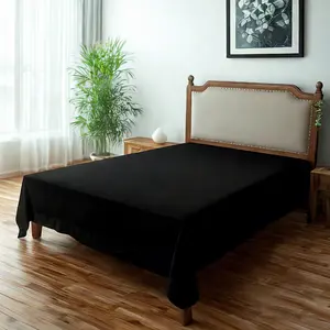 Microfiber Flat Sheet, Ultra-Soft and Durable, Wrinkle, Fade, Stain Resistant Top Sheet, Black