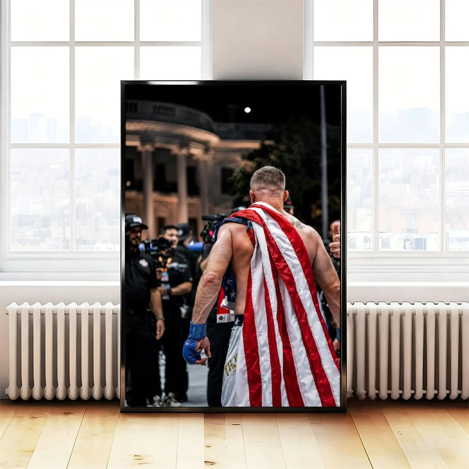 Justin Gaethje Poster American Flag White House Poster Canvas Print,UFC Poster MMA Fighter Back View Sports Photograph Poster, Patriotic Combat Athlete Wall Decor, decoration for gym,man cave,thoughtful wall decor gift for UFC patriotic fight fans