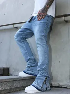 Men's Casual Washed Narrow Fit Jeans, Urban Street Style, Perfect for Hanging Out, Comfortable and Modern Fashion