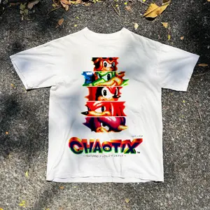 Chaotix Featuring Knuckles Espio Vector Glitch Graphic, Sonic Universe Team Chaos Retro Art, Pixel Distortion Aesthetic, Vintage Gamer Tee, Funny Meme Style, Unisex Cotton Crewneck T-Shirt Menswear Womenswear Streetwear Top