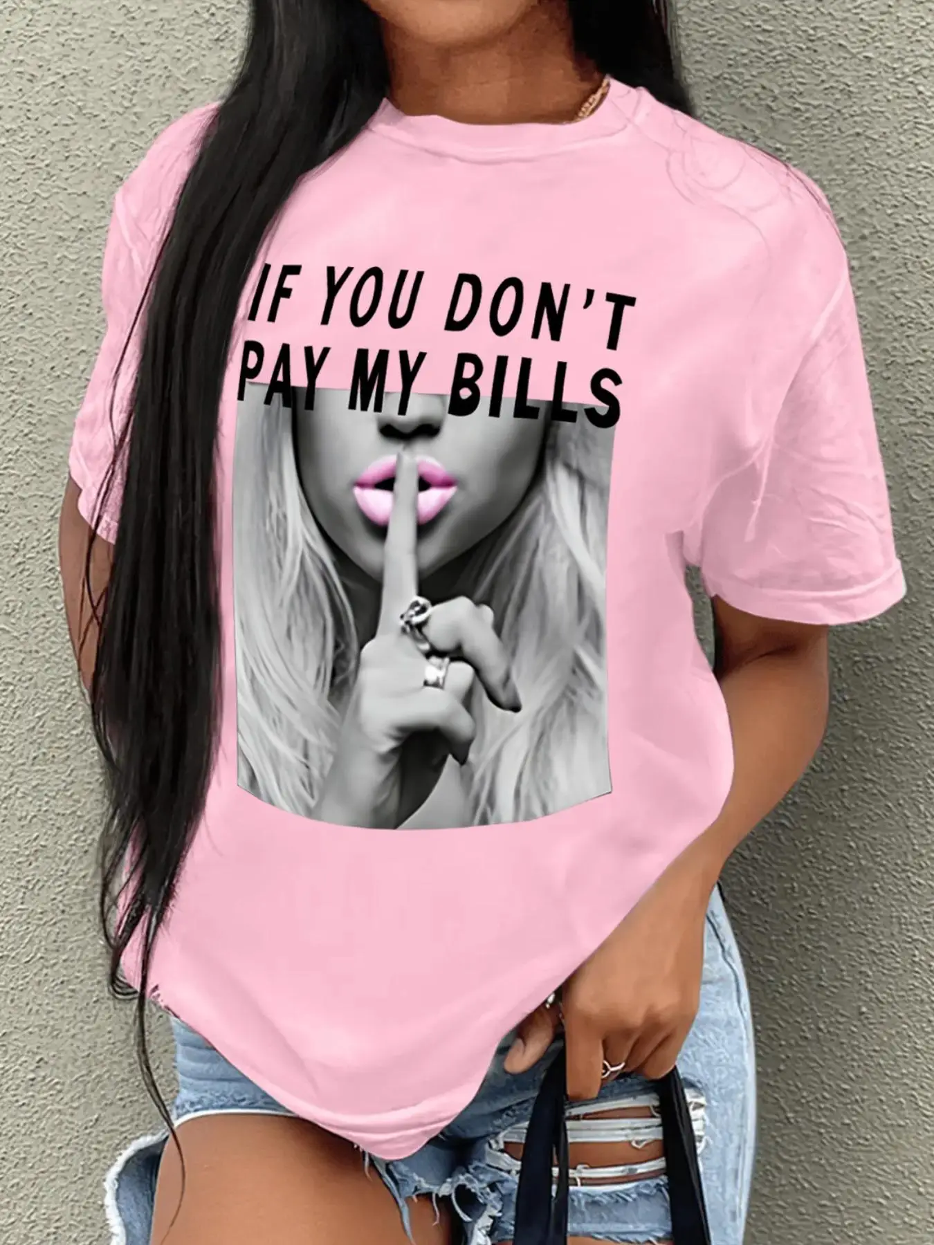 Women's Figure & Letter Print Short Sleeve Tee, Casual Round Neck Graphic T-Shirt, Graphic Tees, Ladies Clothes for Daily Wear, Back To School Clothes