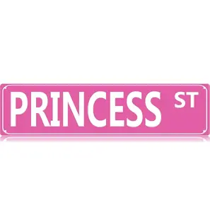 Pink Signs Metal Tin Signs  Princess Room Decor for Girls Bedroom - Princess St Pink Room Decor for Little Girls Preppy Stuff For Teen Girls Signage
