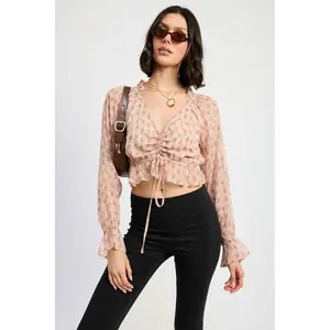RUCHED BLOUSE WITH RUFFLE DETAIL