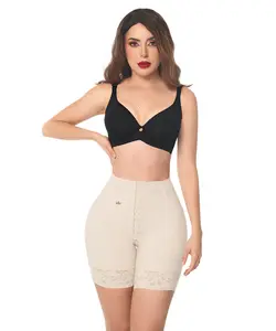Forma Tu Cuerpo Luxury Queen Seamless Shorts Beige Black (LUXI-042/LUXI-045) Mini Shaping Control Compression No Underwire with Electro Gold-Plated Clasps